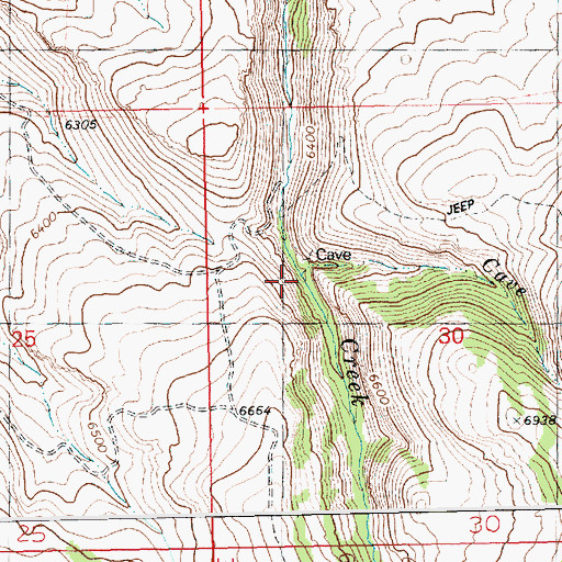 Topographic Map of Cave Creek, ID