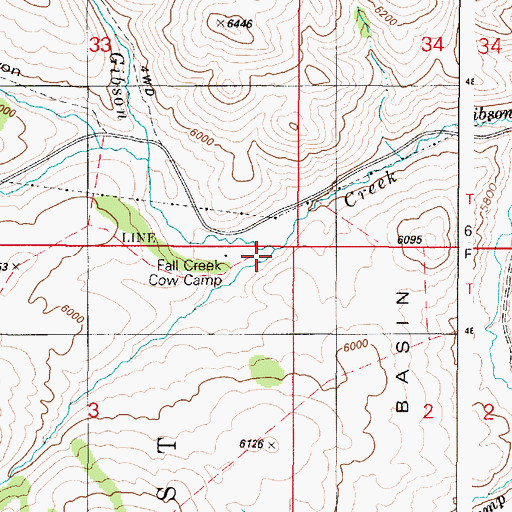 Topographic Map of Fall Creek Cow Camp, ID