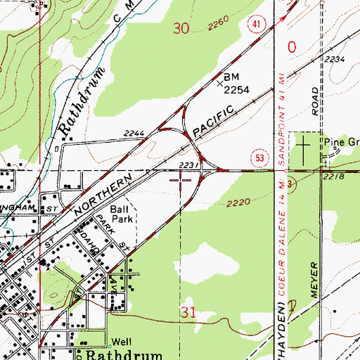 Topographic Map of Lakeland Shopping Center, ID