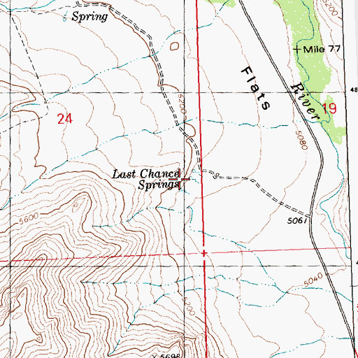 Topographic Map of Last Chance Springs, ID