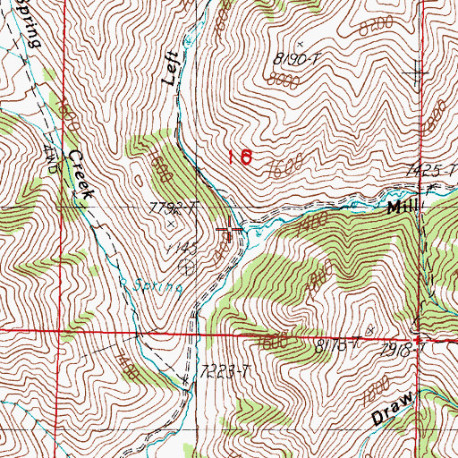 Topographic Map of Left Fork Middle Creek, ID