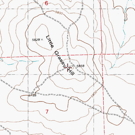 Topographic Map of Little Grassy Hill, ID