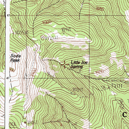 Topographic Map of Little Joe Spring, ID