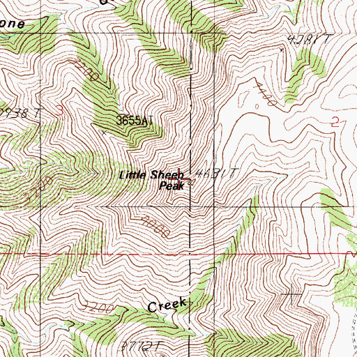 Topographic Map of Little Sheep Peak, ID