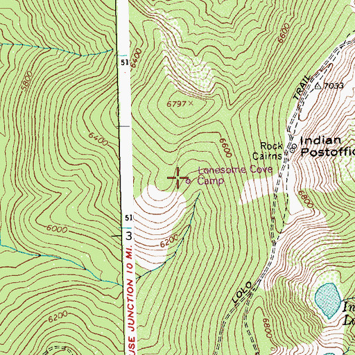 Topographic Map of Lonesome Cove Camp, ID