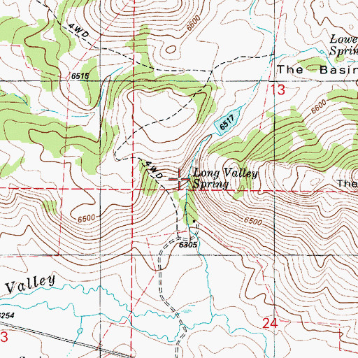 Topographic Map of Long Valley Spring, ID
