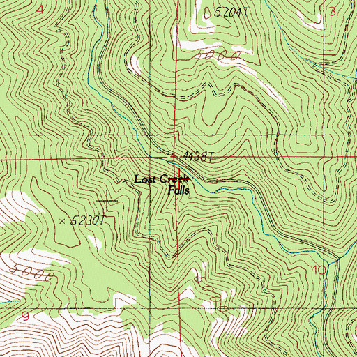 Topographic Map of Lost Creek Falls, ID