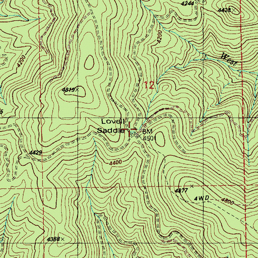 Topographic Map of Lovell Saddle, ID