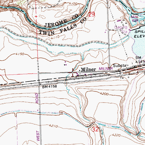 Topographic Map of Milner Station, ID