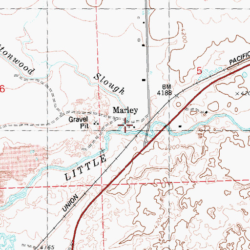 Topographic Map of Marley, ID