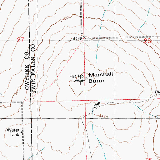 Topographic Map of Marshall Butte, ID
