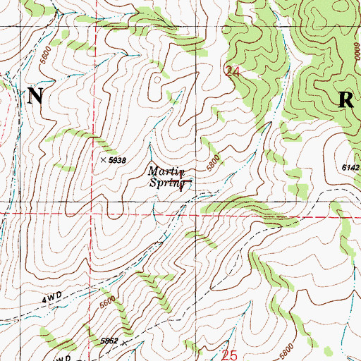 Topographic Map of Martin Spring, ID