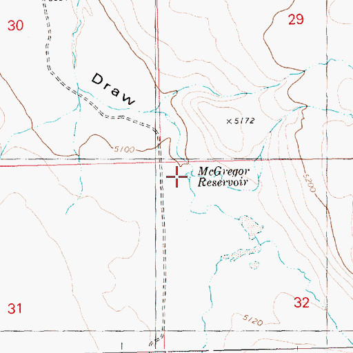 Topographic Map of McGregor Reservoir, ID