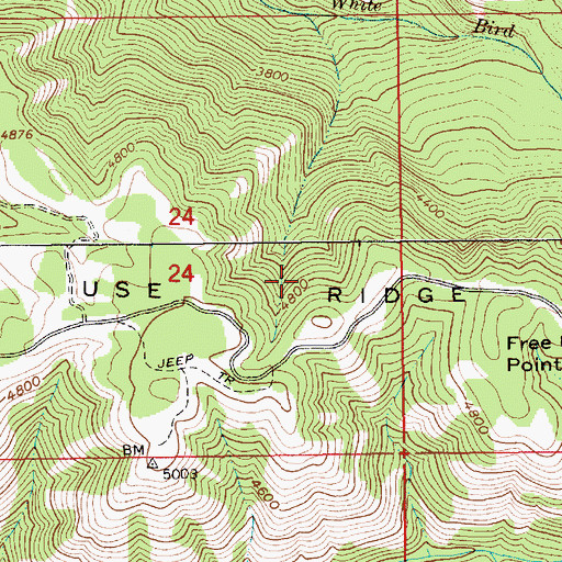 Topographic Map of Free Use Point, ID
