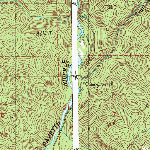 Topographic Map of Trail Creek Campground, ID