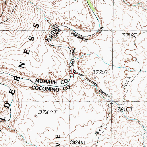 Topographic Map of Dinner Pockets Canyon, AZ
