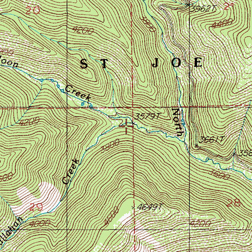 Topographic Map of Moon Creek, ID