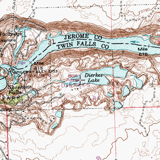 Topographic Map of Dierkes Lake Park, ID