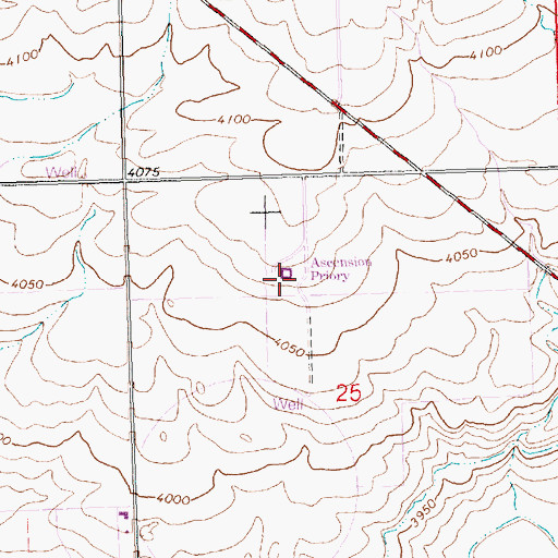 Topographic Map of Ascension Priory, ID