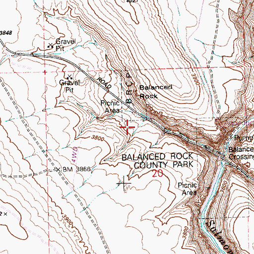 Topographic Map of Balanced Rock County Park, ID