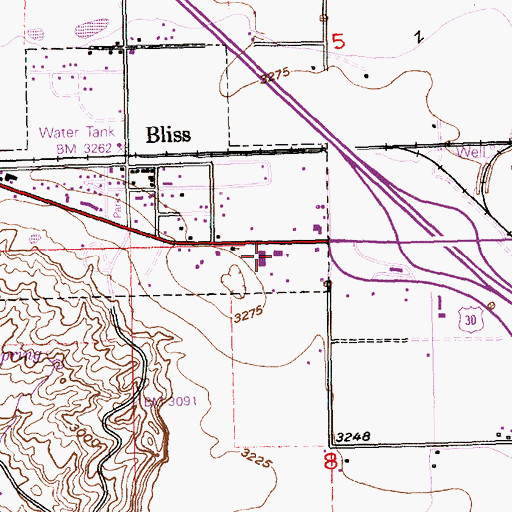 Topographic Map of Bliss School, ID