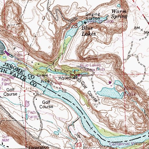 Topographic Map of Blue Lakes Country Club, ID