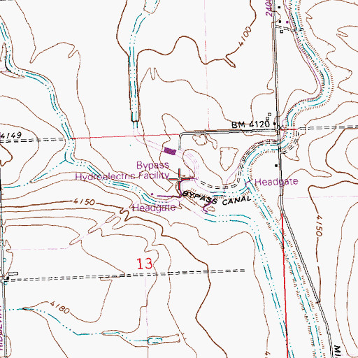 Topographic Map of Bypass Hydroelectric Facility, ID