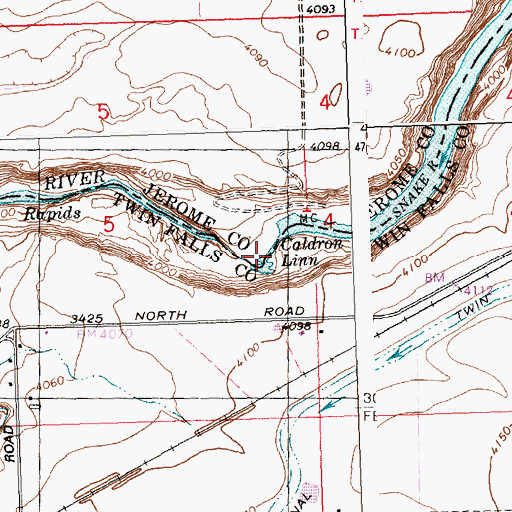 Topographic Map of Caldron Linn, ID