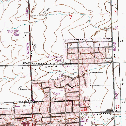 Topographic Map of Camozzi Park, ID