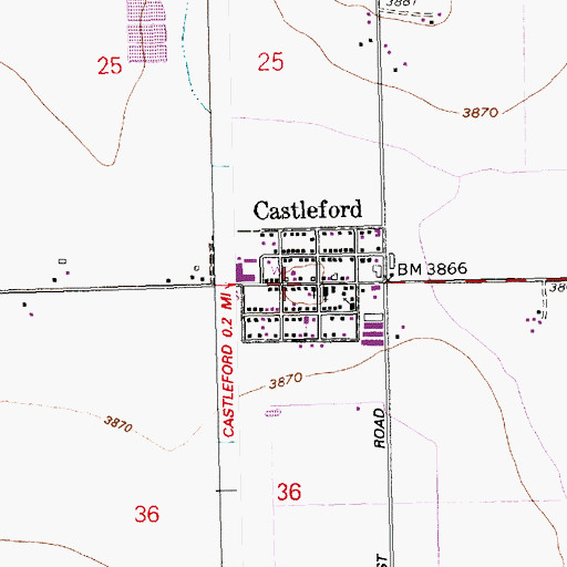 Topographic Map of Castleford City Hall, ID