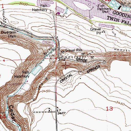 Topographic Map of Crystal Springs Grade, ID