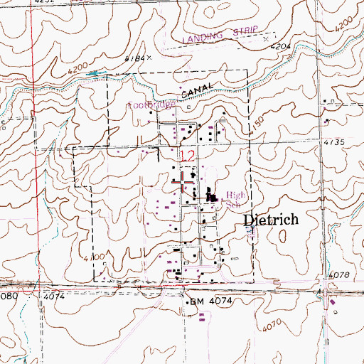 Topographic Map of Dietrich Grade School, ID