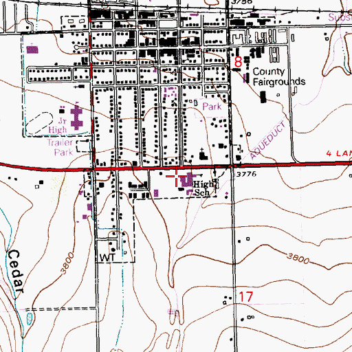 Topographic Map of Filer Senior High School, ID