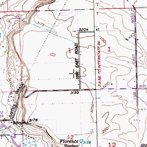 Topographic Map of Florence Spring, ID
