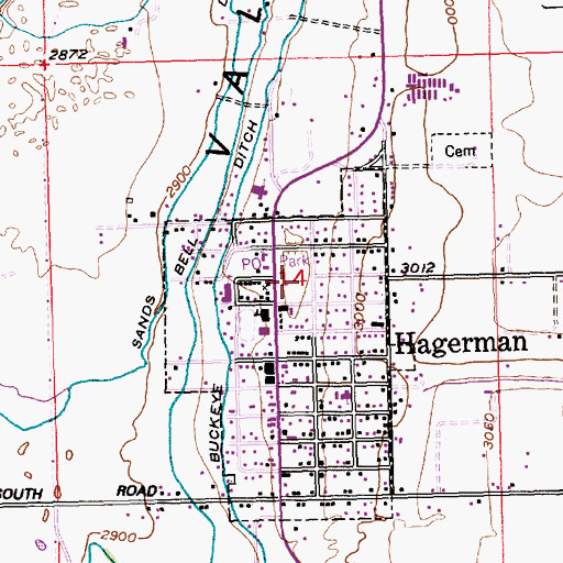 Topographic Map of Hagerman City Park, ID