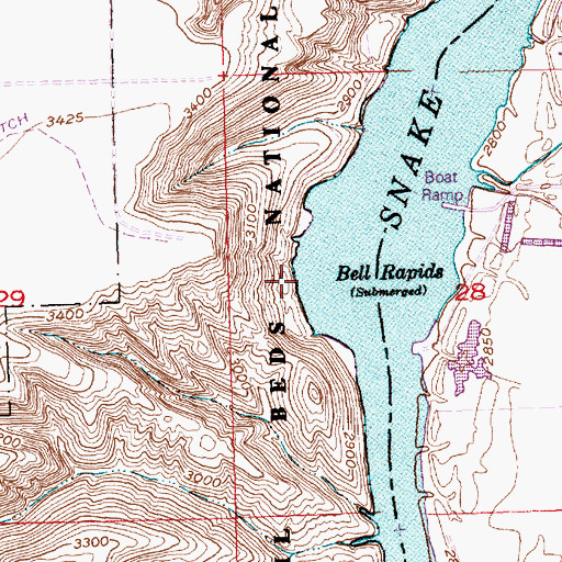 Topographic Map of Hagerman Fossil Beds National Monument, ID