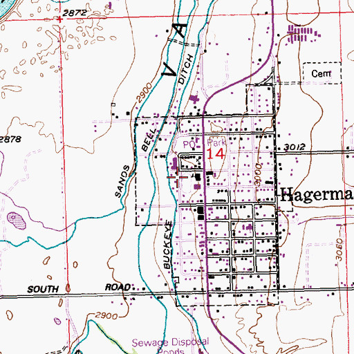 Topographic Map of Hagerman School, ID