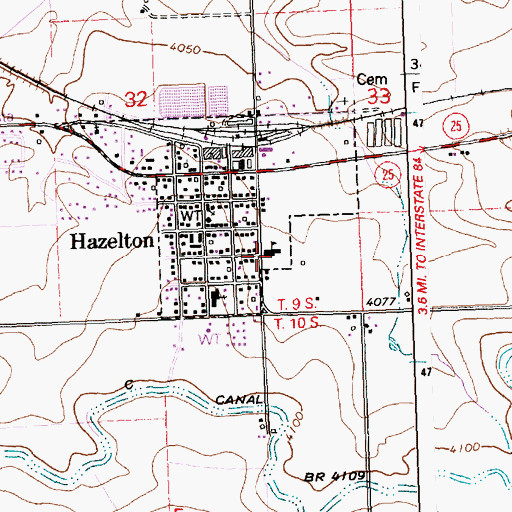 Topographic Map of Hazelton Elementary School, ID