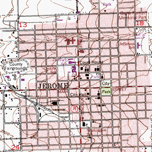 Topographic Map of Jerome County Historical Museum, ID