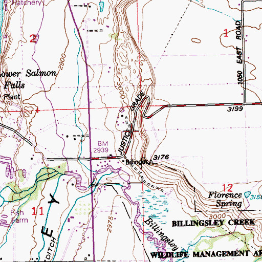 Topographic Map of Justice Grade, ID