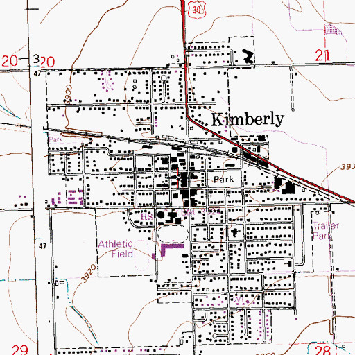 Topographic Map of Kimberly City Hall, ID