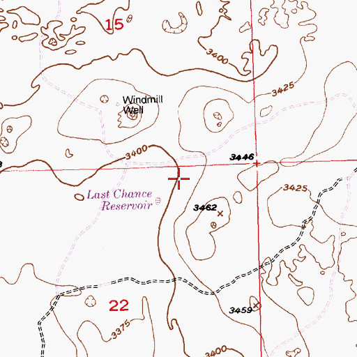 Topographic Map of Last Chance Reservoir, ID