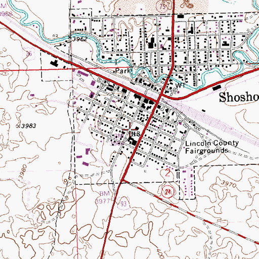 Topographic Map of Lincoln County Courthouse, ID