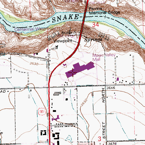 Topographic Map of Magic Valley Mall, ID