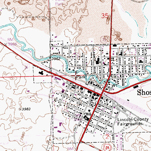 Topographic Map of Mary L Gooding Memorial Park, ID