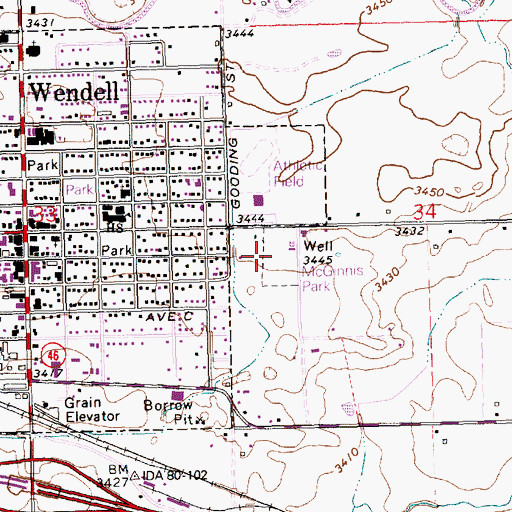 Topographic Map of McGinnis Park, ID