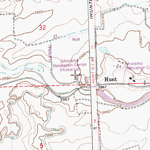 Topographic Map of Minidoka Relocation Center (historical), ID