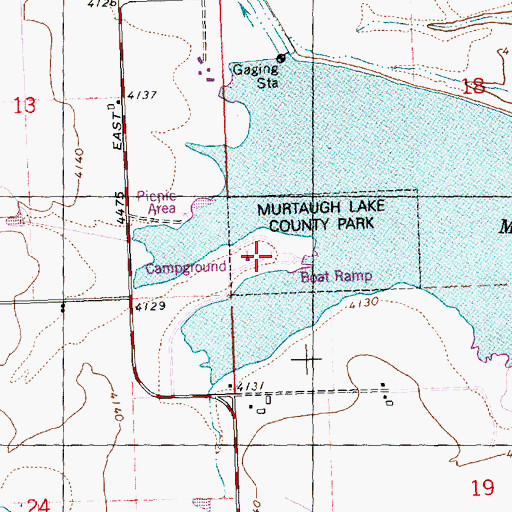 Topographic Map of Murtaugh Lake County Park, ID