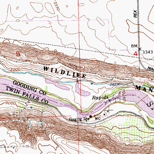 Topographic Map of Niagara Springs Wildlife Management Area, ID