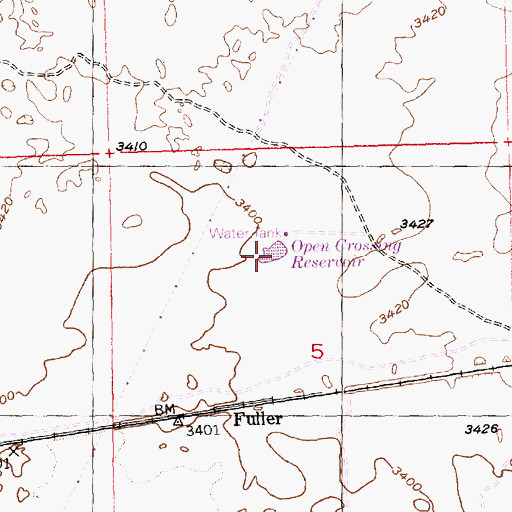 Topographic Map of Open Crossing Reservoir, ID